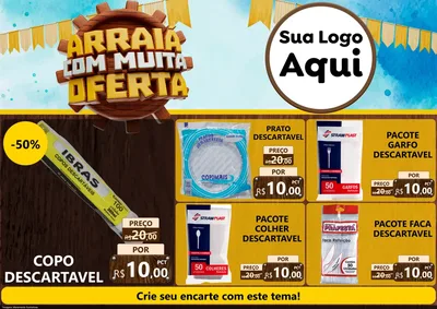 Modelo de Encarte para Encarte A4 Horizontal com o tema Ofertas de São João - Junina para Embalagens