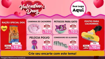 Modelo de TV para TV Horizontal com o tema Valentine's Day para Pet Shop