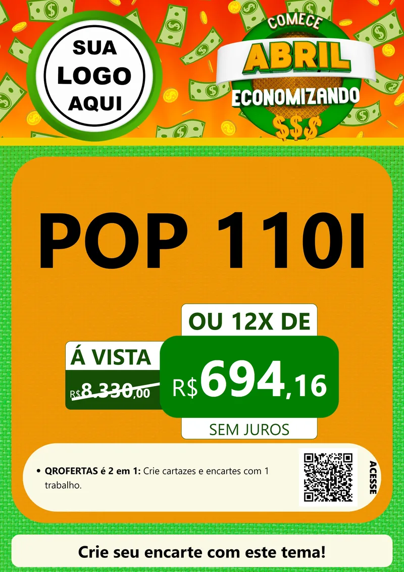 Modelo de Cartaz para Cartaz A4 Vertical com o tema Comece Abril Economizando para Concessionaria de Motos