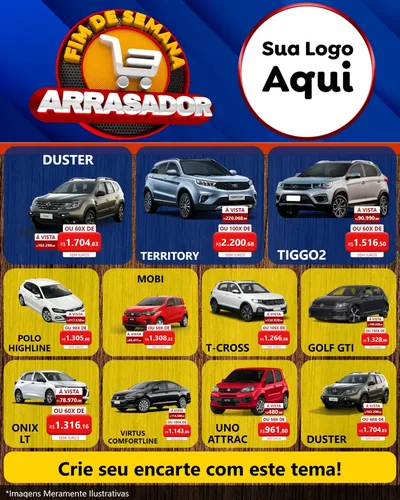 Modelo de Rede Social para Feed Instagram com o tema Fim De Semana Arrasador para Concessionaria de Carros