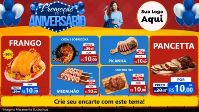 Modelo de TV para TV Horizontal com o tema Promoção de Aniversário para Assados