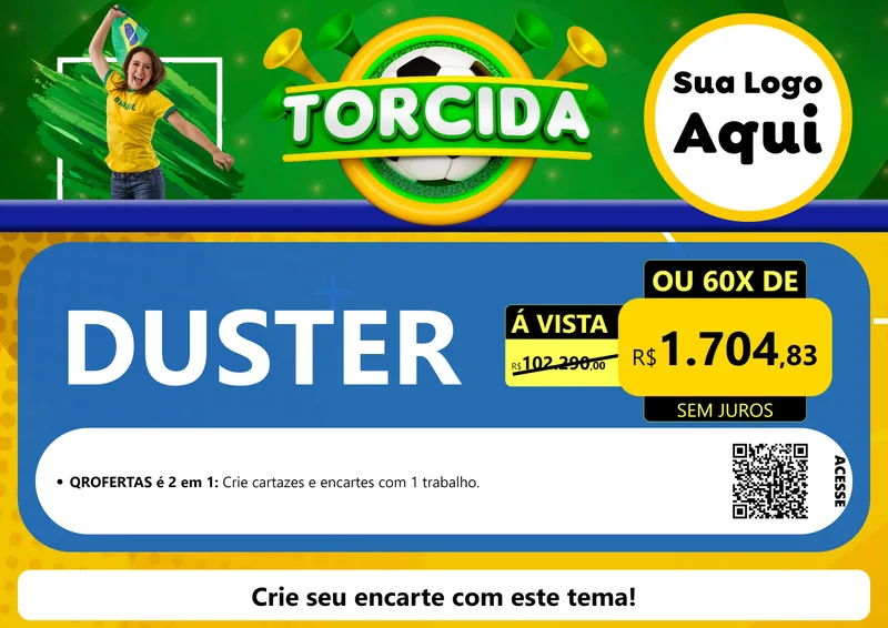 Modelo de Cartaz para Cartaz A4 Horizontal com o tema Torcida para Concessionaria de Carros