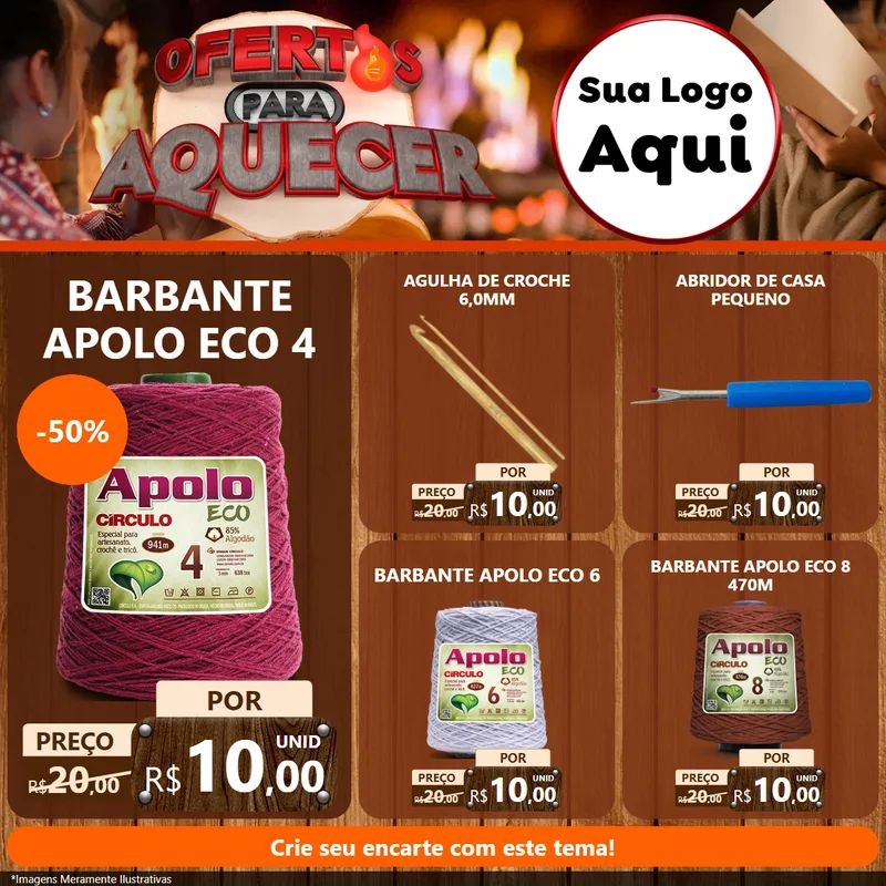 Modelo de Rede Social para Feed Facebook com o tema Ofertas Para Aquecer para Armarinho e Aviamentos