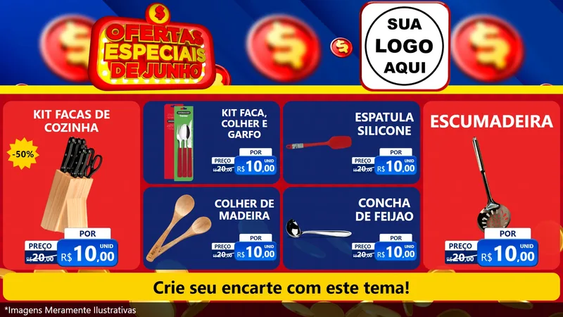 Modelo de TV para TV Horizontal com o tema Ofertas Especiais de Junho para Utilidades Domésticas