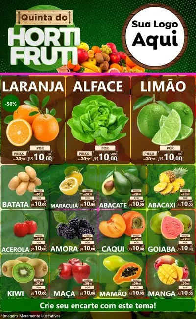 Modelo de Encarte para Encarte Grande com o tema Quinta do Hortifrúti para Hortifrúti
