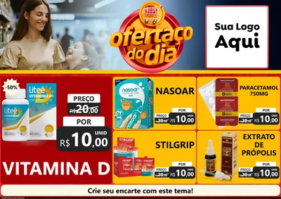 Modelo de Encarte para Encarte A4 Horizontal com o tema Ofertaço Do Dia para Farmácia