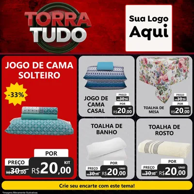 Modelo de Rede Social para Feed Facebook com o tema Torra Tudo para Cama, Mesa e Banho