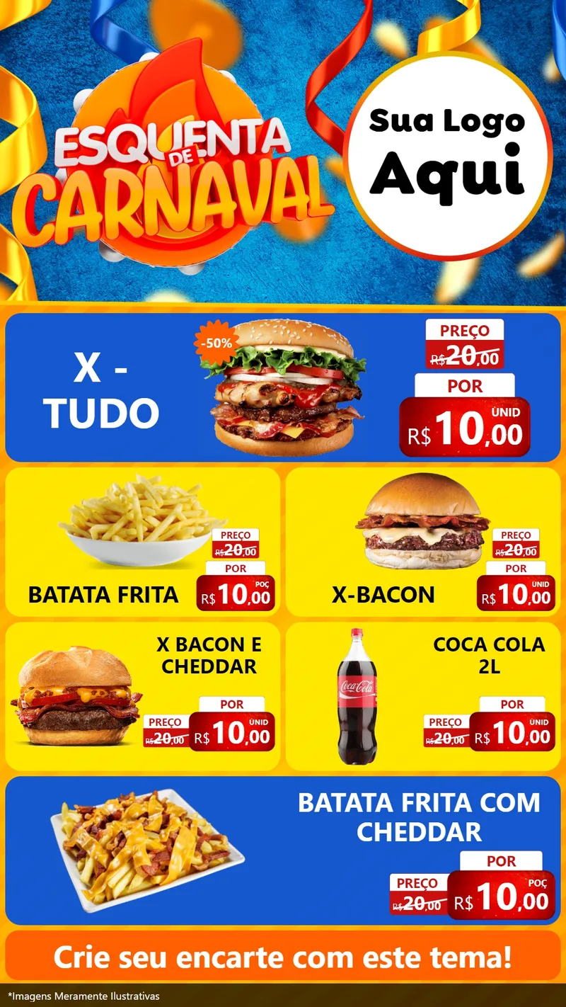 Modelo de TV para TV Vertical com o tema Esquenta de Carnaval para Hamburgueria