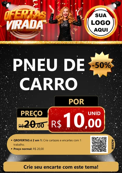 Modelo de Cartaz para Cartaz A4 Vertical com o tema Ofertas da Virada para Auto peças