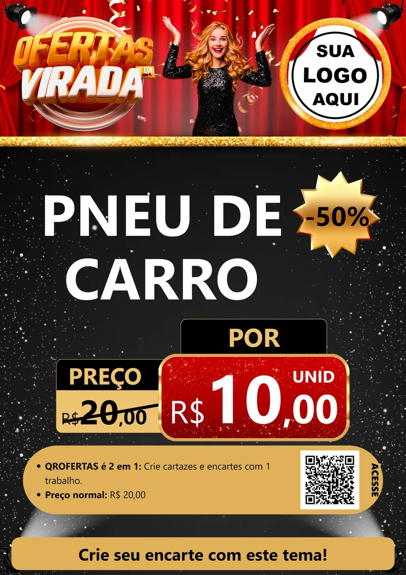 Modelo de Cartaz para Cartaz A4 Vertical com o tema Ofertas da Virada para Auto peças