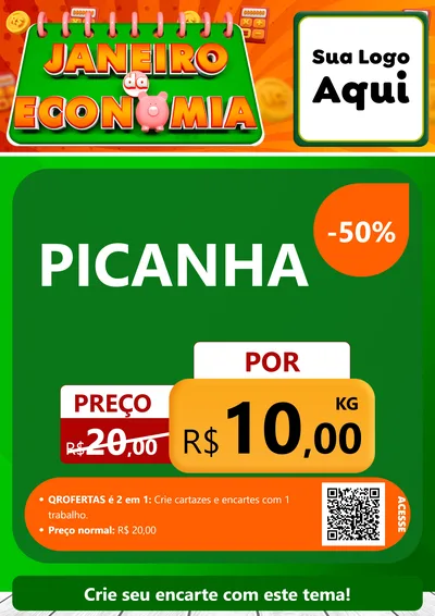 Modelo de Cartaz para Cartaz A4 Vertical com o tema Janeiro da Economia para Açougue