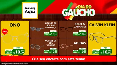 Modelo de TV para TV Horizontal com o tema Dia do Gaúcho para Óticas