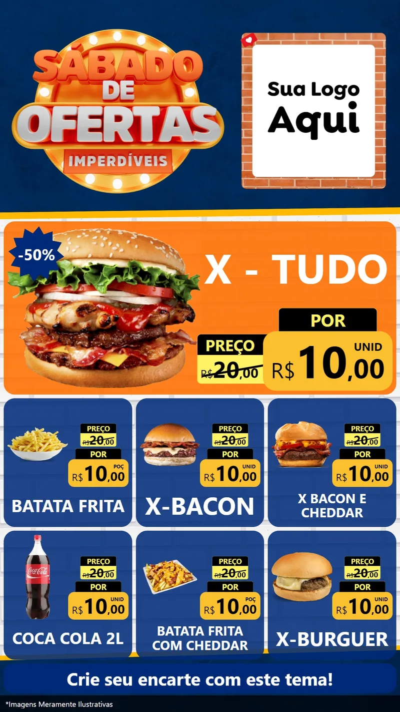 Modelo de Rede Social para Stories com o tema Sábado de Ofertas Imperdíveis para Hamburgueria