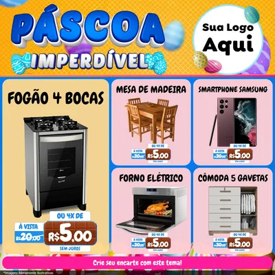 Modelo de Rede Social para Feed Facebook com o tema Páscoa Imperdível para Móveis e Eletro