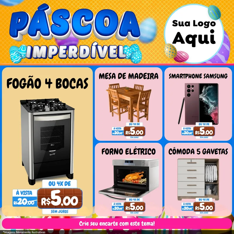 Modelo de Rede Social para Feed Facebook com o tema Páscoa Imperdível para Móveis e Eletro