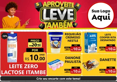 Modelo de Encarte para Encarte A4 Horizontal com o tema Aproveite e Leve Também para Frios e Laticínios