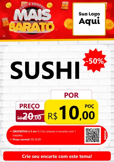 Modelo de Cartaz para Cartaz A4 Vertical com o tema Mais Barato para Comida japonesa