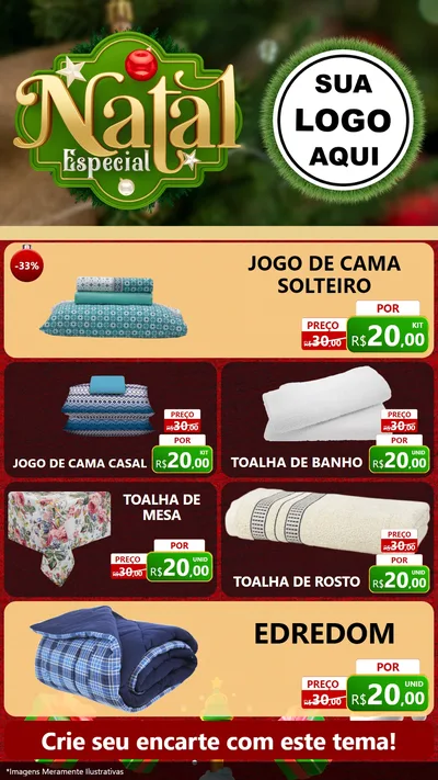 Modelo de TV para TV Vertical com o tema Natal Especial para Cama, Mesa e Banho
