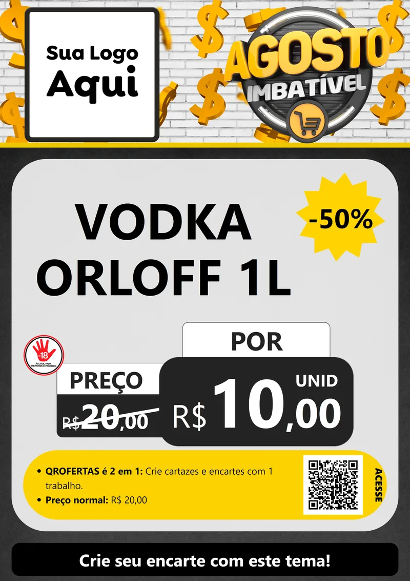 Modelo de Cartaz para Cartaz A4 Vertical com o tema Agosto imbatível para Distribuidora de bebidas