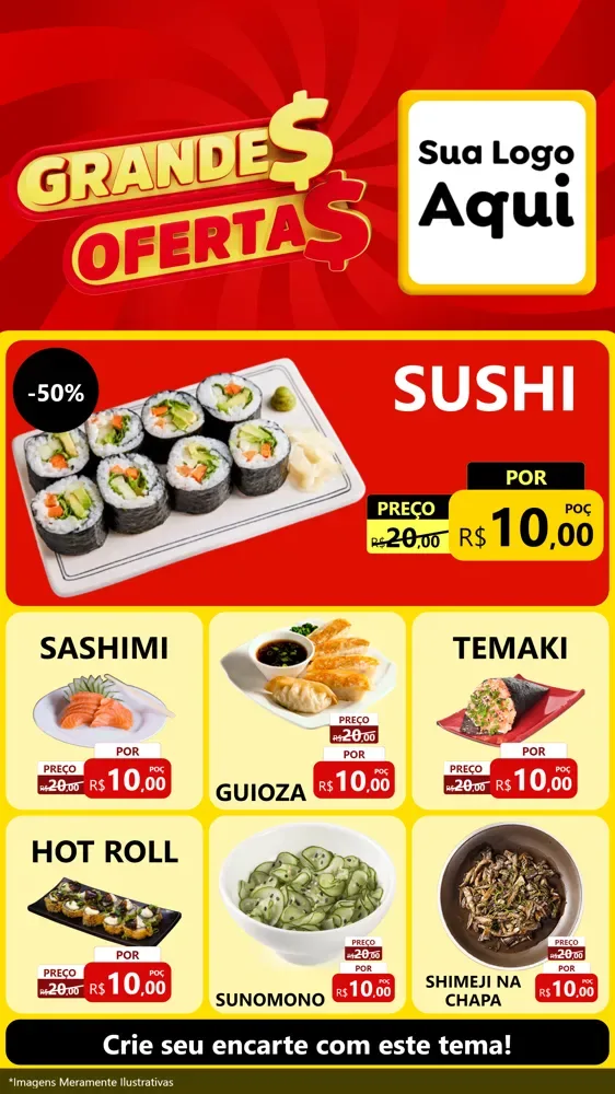 Modelo de Rede Social para Stories com o tema Grandes Ofertas para Comida japonesa