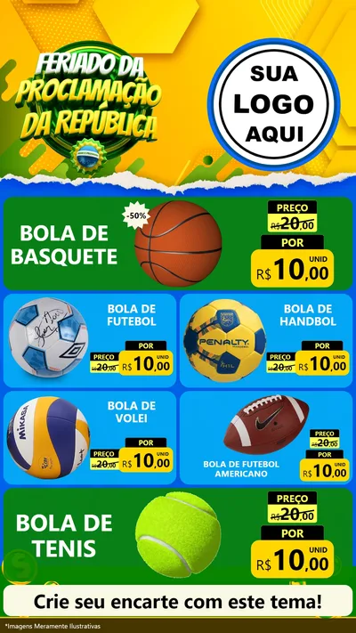 Modelo de TV para TV Vertical com o tema Feriado da Proclamação da República para Artigos Esportivos