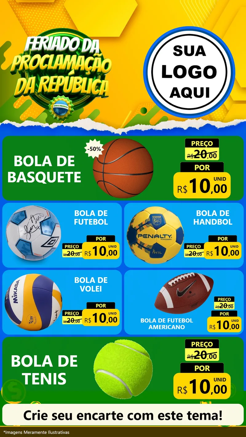 Modelo de TV para TV Vertical com o tema Feriado da Proclamação da República para Artigos Esportivos