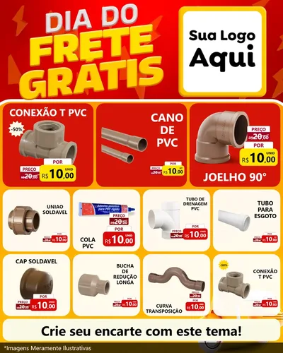Modelo de Rede Social para Feed Instagram com o tema Dia do Frete Grátis para Tubos e conexões
