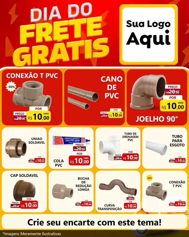 Modelo de Rede Social para Feed Instagram com o tema Dia do Frete Grátis para Tubos e conexões