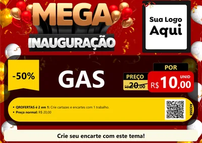 Modelo de Cartaz para Cartaz A4 Horizontal com o tema Mega Inauguração para Água e gás