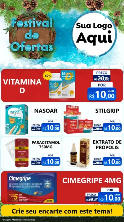 Modelo de TV para TV Vertical com o tema Festival de Ofertas - Inverno para Farmácia