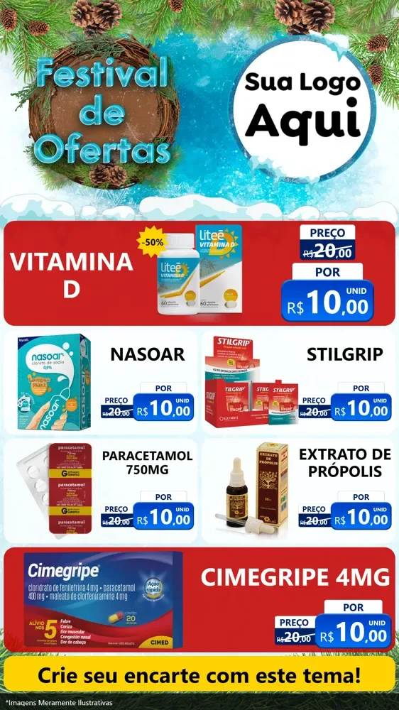Modelo de TV para TV Vertical com o tema Festival de Ofertas - Inverno para Farmácia