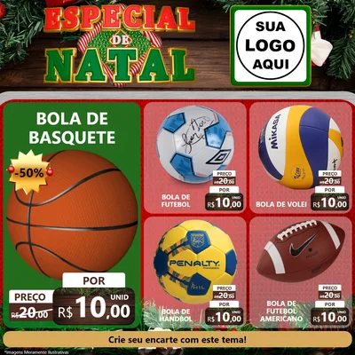 Modelo de Rede Social para Feed Facebook com o tema Especial de Natal para Artigos Esportivos