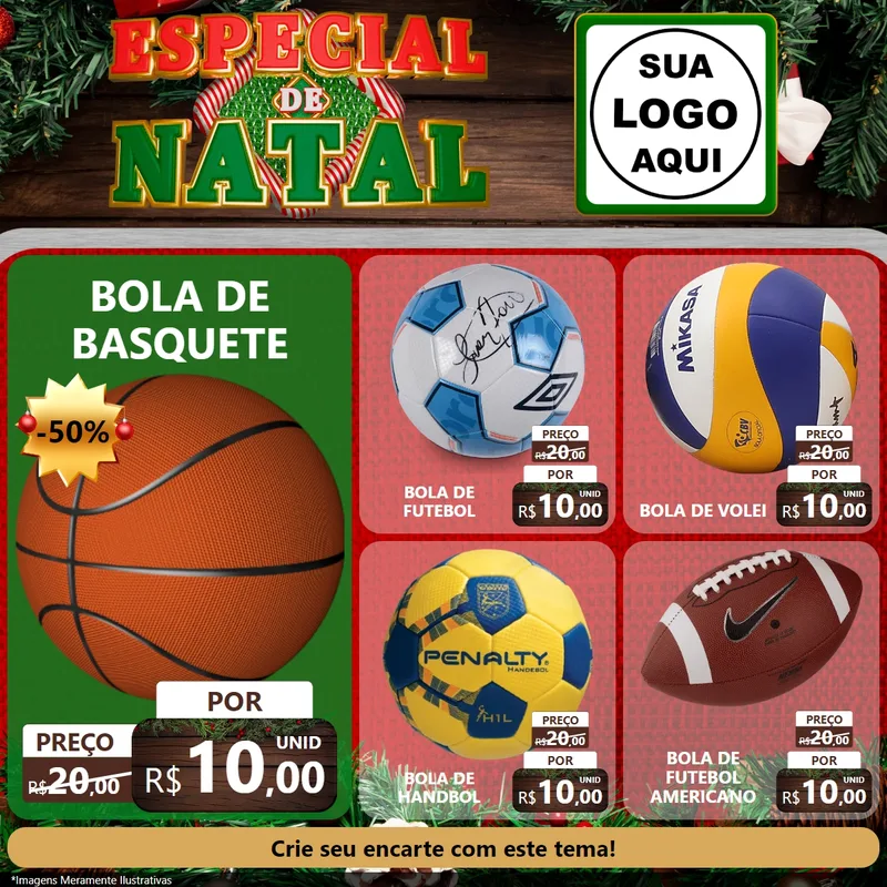 Modelo de Rede Social para Feed Facebook com o tema Especial de Natal para Artigos Esportivos