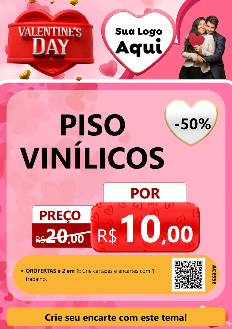 Modelo de Cartaz para Cartaz A4 Vertical com o tema Valentine's Day para Material para Construção