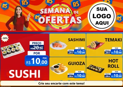 Modelo de Encarte para Encarte A4 Horizontal com o tema Semana de Ofertas para Comida japonesa