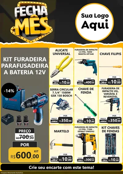 Modelo de Encarte para Encarte A4 Vertical com o tema Fecha Mês para Maquinas e Ferramentas