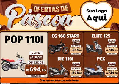 Modelo de Encarte para Encarte A4 Horizontal com o tema Ofertas de Páscoa para Concessionaria de Motos