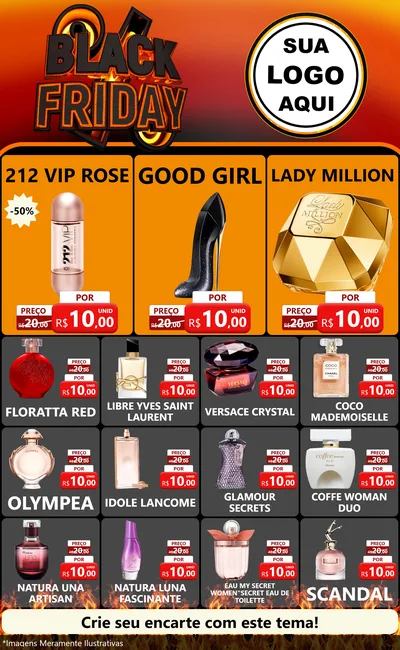 Modelo de Encarte para Encarte Grande com o tema Black Friday para Perfumes
