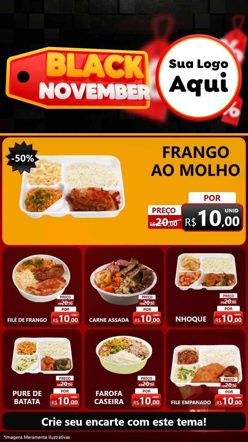 Modelo de Rede Social para Stories com o tema Black November para Restaurante