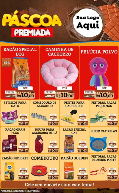 Modelo de Encarte para Encarte Grande com o tema Páscoa Premiada para Pet Shop