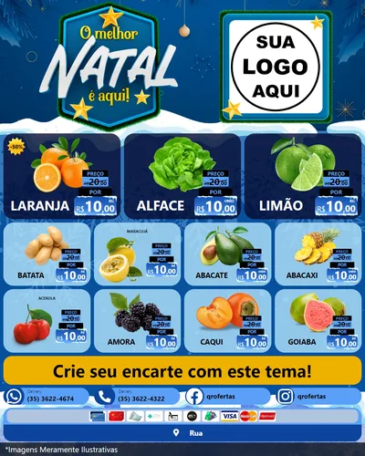 Modelo de Rede Social para Feed Instagram com o tema O Melhor Natal É Aqui! para Hortifrúti