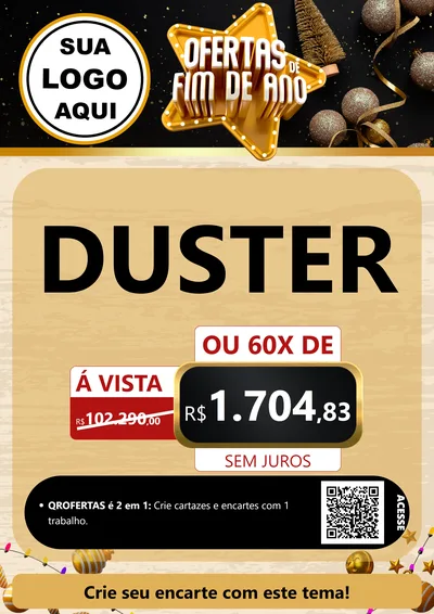 Modelo de Cartaz para Cartaz A4 Vertical com o tema Ofertas de Fim de Ano para Concessionaria de Carros