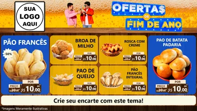 Modelo de TV para TV Horizontal com o tema Ofertas de Fim de Ano para Padaria