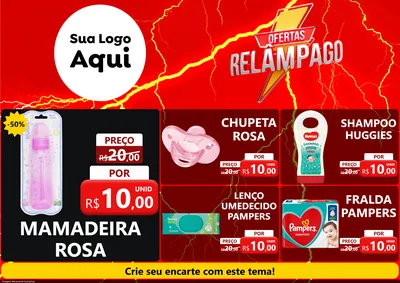 Modelo de Encarte para Encarte A4 Horizontal com o tema Ofertas Relâmpago para Bebês
