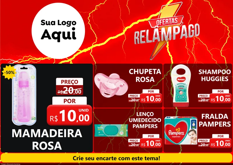 Modelo de Encarte para Encarte A4 Horizontal com o tema Ofertas Relâmpago para Bebês