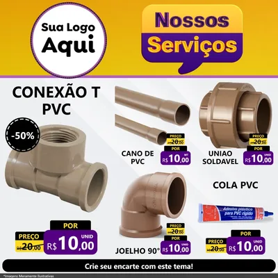 Modelo de Rede Social para Feed Facebook com o tema Nossos Serviços para Tubos e conexões