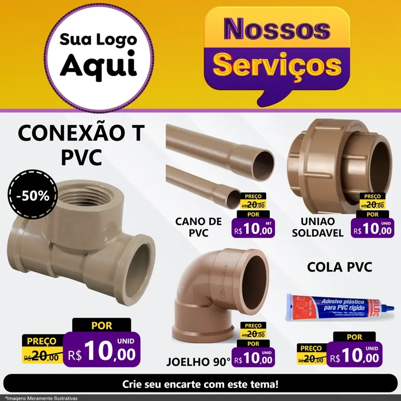 Modelo de Rede Social para Feed Facebook com o tema Nossos Serviços para Tubos e conexões