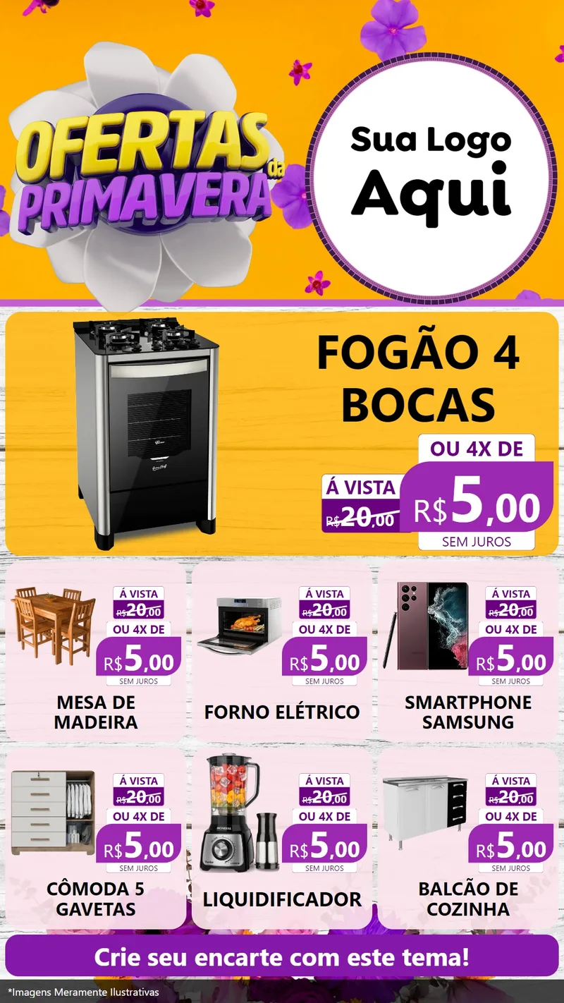 Modelo de Rede Social para Stories com o tema Ofertas Da Primavera para Móveis e Eletro