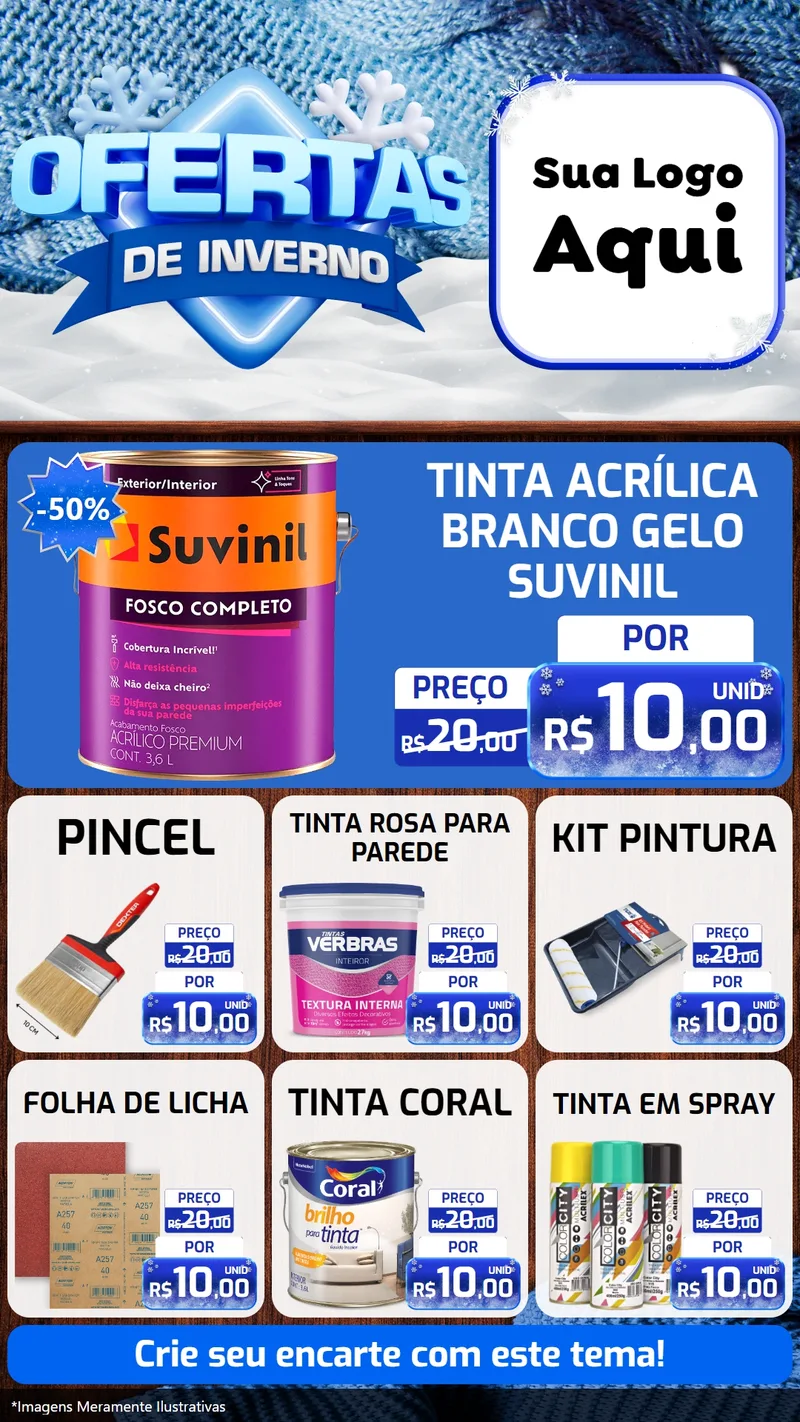 Modelo de Rede Social para Stories com o tema Ofertas de Inverno para Tintas e Ferramentas