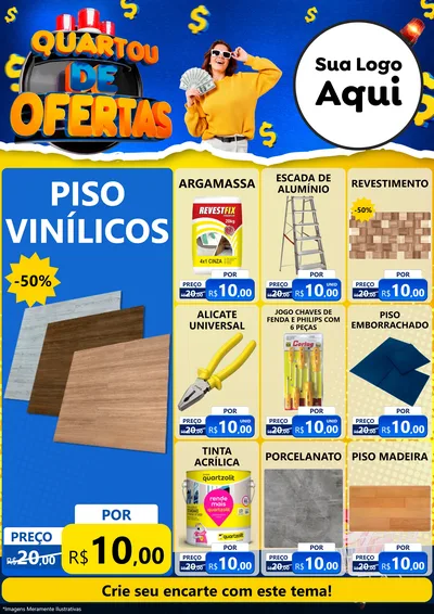 Modelo de Encarte para Encarte A4 Vertical com o tema Quartou de Ofertas para Material para Construção